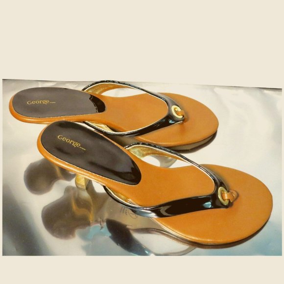 NEW GEORGE TM/MC Model: Nicole, Brown/Black Heels Sandals US Size 7.5 - Picture 6 of 13